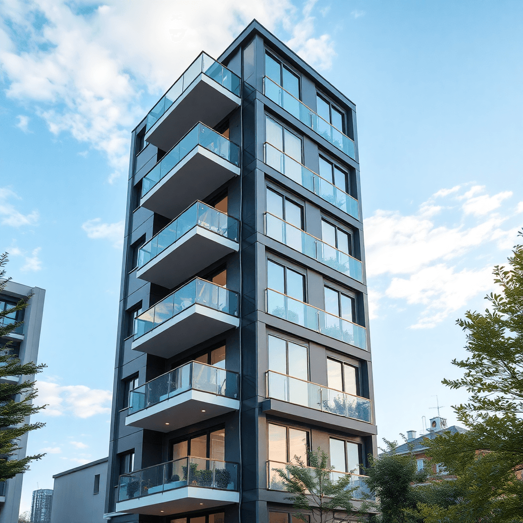 Fachada de edificio de apartamentos modernos
